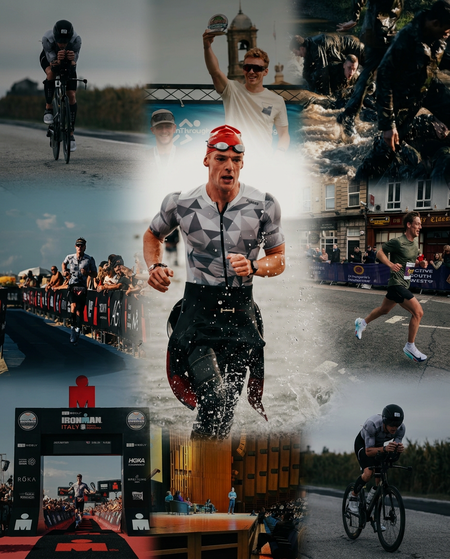 Exiting the swim in open water, running through the shallows